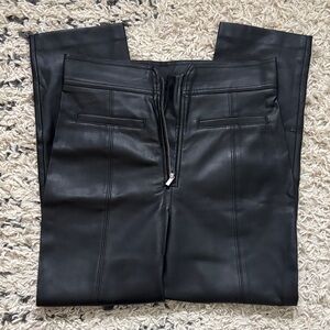 H&M Black Faux Leather Tapered High Waist Pants - size 8